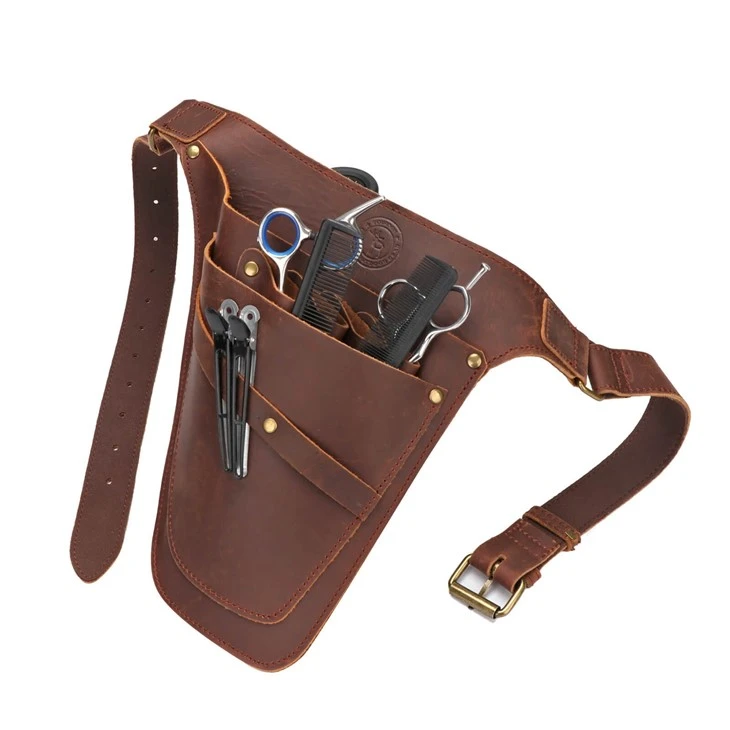 Cinturón de cuero para estilista, riñonera, funda para tijeras de peluquería