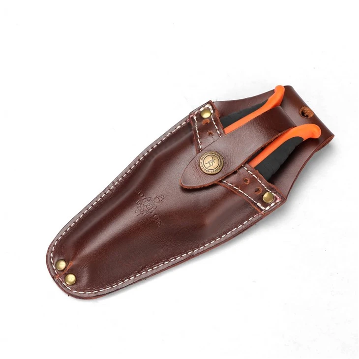 TOURBON Funda de cuero Funda de herramienta Fundas de cinturón Bolsa para alicates, tijeras de poda, tijeras o cuchillo de jardín (marrón)