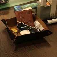 Bandeja de cuero para joyas Bandeja de valet Pliegue Escritorio de almacenamiento plano